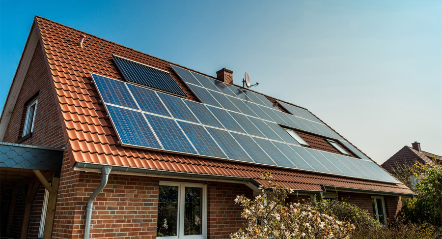Home with solar panels